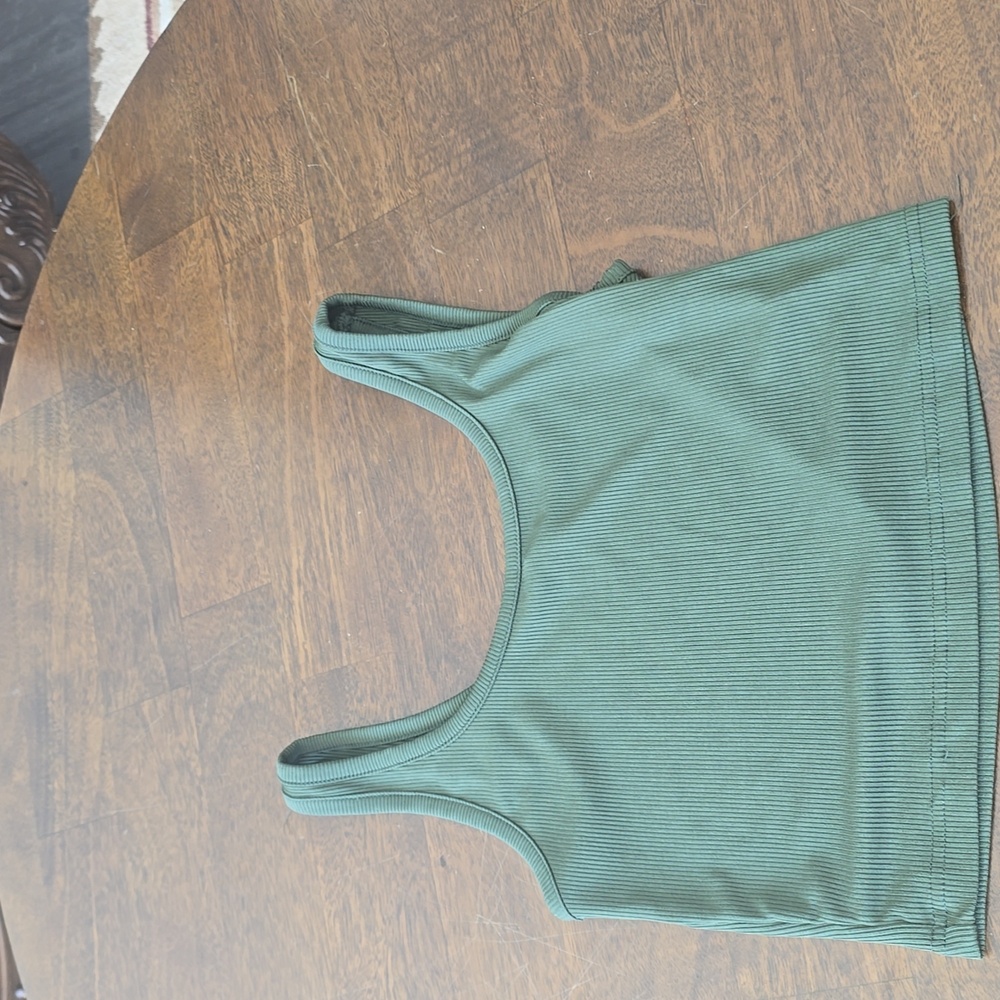 Green Ribbed Tank Top